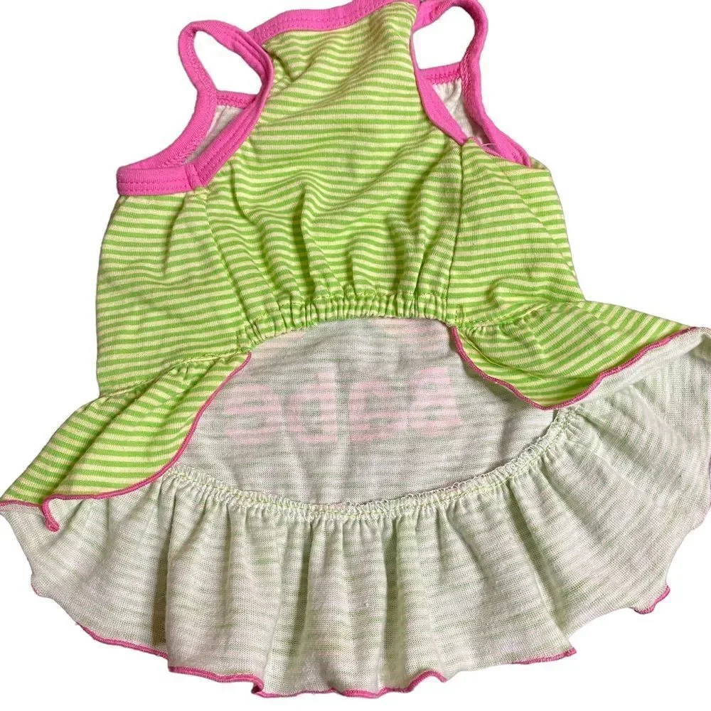 Striped Sunglasses Ruffled Dog Dress